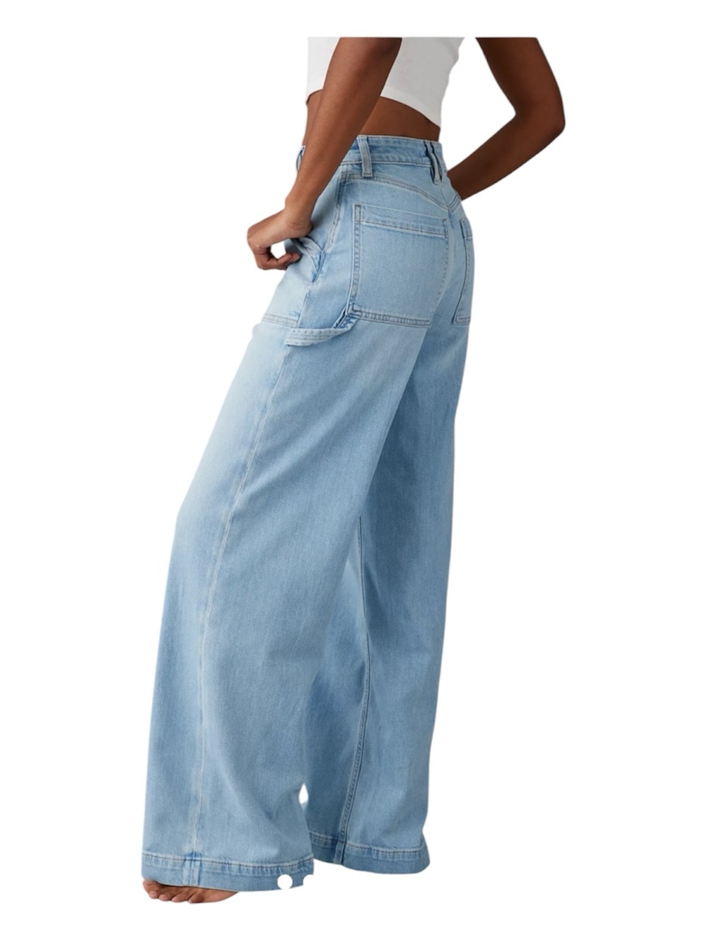American Eagle Dreamy Drape Stretch Baggy Wide Leg Jeans Sz 12 - Picture 3 of 9